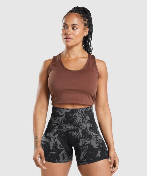 Damske Tielko Gymshark GS Power Open Back Cropped Ruzove Hnede | LJ4721603